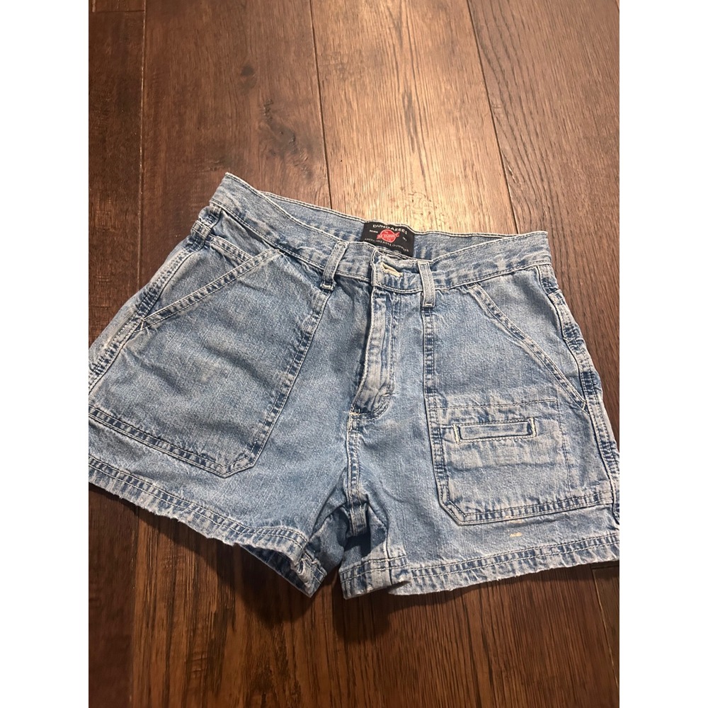 Vintage American Eagle Dungarees Denim Shorts Light Wash Utility Cargo sz 4 y2k